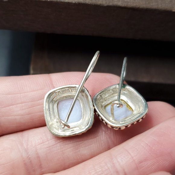 Sterling Silver Wonderful Agate Stone Dangle Earrings - Picture 4 of 6